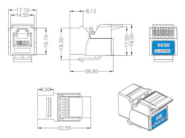 cabeus kj-rj12-toolless вставка keystone jack, rj-12(6p6c), без инструмента toolless, белая