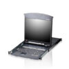 aten kl1508am-axa-rg переключатель, электрон., kvm, 1 user ps2/usb/vga консоль lcd 17" => 8 cpu (ps2/usb/sun+vga)/rs232, без модулей, 1600x1200 60hz (40м), 1u 19", исп.спец.модули и utp, osd, каскад 256