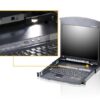 aten kl1508am-axa-rg переключатель, электрон., kvm, 1 user ps2/usb/vga консоль lcd 17" => 8 cpu (ps2/usb/sun+vga)/rs232, без модулей, 1600x1200 60hz (40м), 1u 19", исп.спец.модули и utp, osd, каскад 256