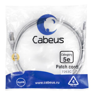 Патч-корд Cabeus PC-FTP-RJ45-Cat.5e-2m Кат.5е 2 м серый