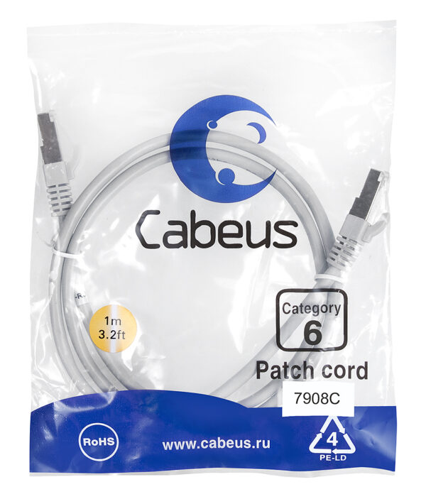 патч-корд cabeus pc-ftp-rj45-cat.6-1m-lszh кат.6 1 м серый