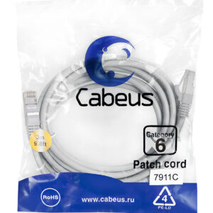 Патч-корд Cabeus PC-FTP-RJ45-Cat.6-3m-LSZH Кат.6 3 м серый