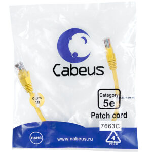 Патч-корд Cabeus PC-UTP-RJ45-Cat.5e-0.3m-YL Кат.5е 0.3 м желтый