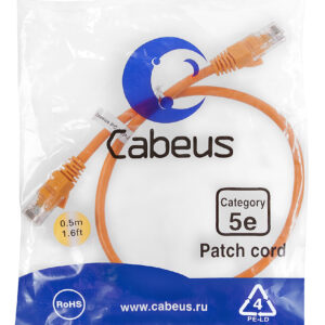Патч-корд Cabeus PC-UTP-RJ45-Cat.5e-0.5m-OR Кат.5е 0.5 м оранжевый