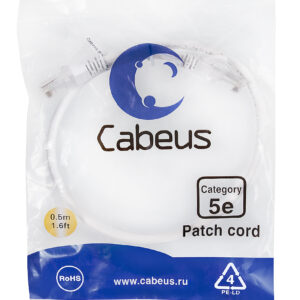 Патч-корд Cabeus PC-UTP-RJ45-Cat.5e-0.5m-WH Кат.5е 0.5 м белый