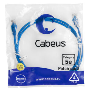 Патч-корд Cabeus PC-UTP-RJ45-Cat.5e-1.5m-BL Кат.5е 1.5 м синий