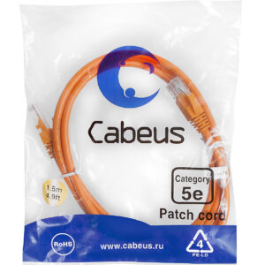 Патч-корд Cabeus PC-UTP-RJ45-Cat.5e-1.5m-OR Кат.5е 1.5 м оранжевый
