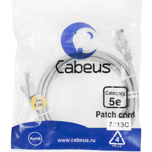 Патч-корд Cabeus PC-UTP-RJ45-Cat.5e-2m Кат.5е 2 м серый