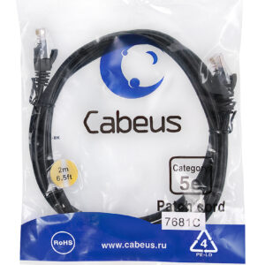 Патч-корд Cabeus PC-UTP-RJ45-Cat.5e-2m-BK Кат.5е 2 м черный