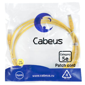Патч-корд Cabeus PC-UTP-RJ45-Cat.5e-2m-YL Кат.5е 2 м желтый