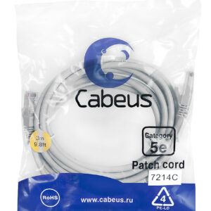 Патч-корд Cabeus PC-UTP-RJ45-Cat.5e-3m Кат.5е 3 м серый