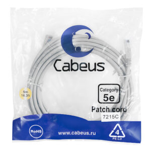 Патч-корд Cabeus PC-UTP-RJ45-Cat.5e-5m Кат.5е 5 м серый