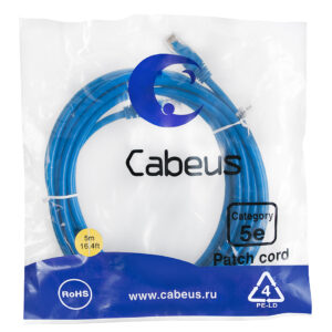 Патч-корд Cabeus PC-UTP-RJ45-Cat.5e-5m-BL Кат.5е 5 м синий