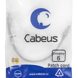 Патч-корд Cabeus PC-UTP-RJ45-Cat.6-0.3m Кат.6 0.3 м серый