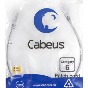 Патч-корд Cabeus PC-UTP-RJ45-Cat.6-0.5m Кат.6 0.5 м серый