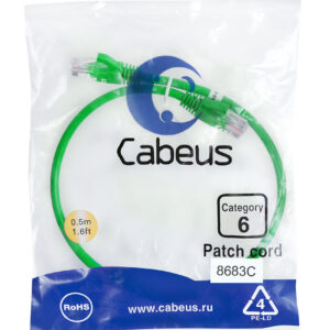 Патч-корд Cabeus PC-UTP-RJ45-Cat.6-0.5m-GN Кат.6 0.5 м зеленый