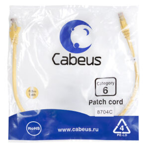 Патч-корд Cabeus PC-UTP-RJ45-Cat.6-0.5m-YL Кат.6 0.5 м желтый