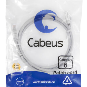 Патч-корд Cabeus PC-UTP-RJ45-Cat.6-1.5m Кат.6 1.5 м серый