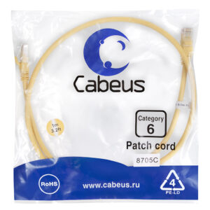 Патч-корд Cabeus PC-UTP-RJ45-Cat.6-1m-YL Кат.6 1 м желтый