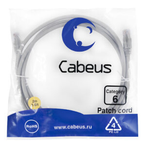 Патч-корд Cabeus PC-UTP-RJ45-Cat.6-2m Кат.6 2 м серый