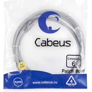 Патч-корд Cabeus PC-UTP-RJ45-Cat.6-3m Кат.6 3 м серый