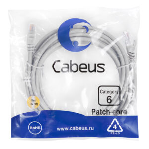 Патч-корд Cabeus PC-UTP-RJ45-Cat.6-5m Кат.6 5 м серый