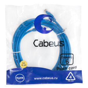 Патч-корд Cabeus PC-UTP-RJ45-Cat.6-5m-BL Кат.6 5 м синий