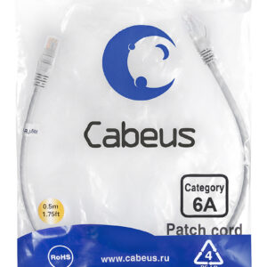 Патч-корд Cabeus PC-UTP-RJ45-Cat.6a-0.5m-LSZH Кат.6а 0.5 м серый