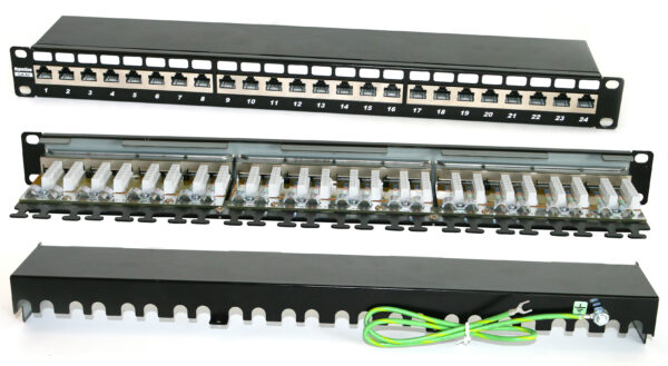 патч-панель hyperline 19" pp2-19-24-8p8c-c6a-sh-110d 1u 24 порта