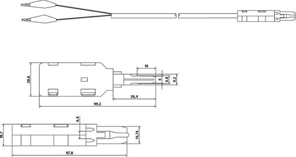 cabeus tc-2-pin-st шнур тестовый 2-х контактный, зажимные контакты