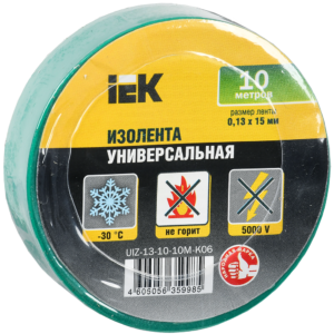 IEK UIZ-13-10-10M-K06 Изолента ПВХ 0.13х15мм (рул.10м) зел.