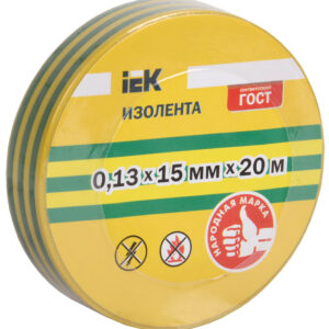 IEK UIZ-13-15-20MS-K52 Изолента ПВХ 0.13х15мм (рул.20м) для DIY жел./зел.