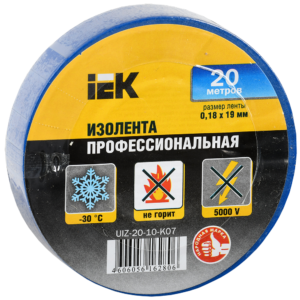 IEK UIZ-20-10-K07 Изолента ПВХ 0.18х19мм син. (рул.20м)