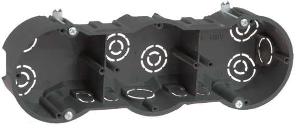 iek ukt30-212-070-045 коробка установочная км40009 3-х местная 212х70х45мм для твердых стен (с саморезами)