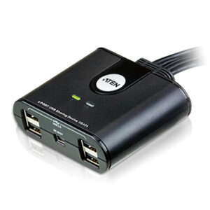 ATEN US424-AT Переключатель, электрон., USB, 4 User &gt 4 устройства + клавиатура + мышь, 4 USB A-тип &gt 4 USB A-тип, Male &gt Female, со встроен. шнурами 2х1.2м., (USB 2.0)