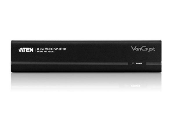 aten vs138a-a7-g разветвитель video splitter, vga/svga/multisync, 1> 8 мониторов/port 450mhz, 30 метр., f>m, без шнуров, б.п.220> 5v