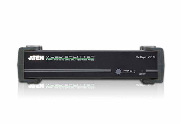 aten vs174-at-g разветвитель video splitter, dvi dual link+audio, 1> 4 монитора/port, 5 метр., f, без шнуров, б.п.220> 5.3v