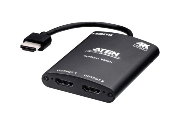 aten vs82h-at разветвитель video splitter, hdmi, 1> 2 монитора/port/порта, 15 метр.(24awg), f, без шнуров, б.п.220>5.3v