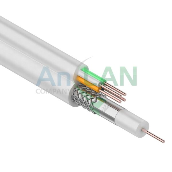 rexant 01-4021 кабель для видеонаблюдения кксв-в + 4х0.5мм., 100м., белый