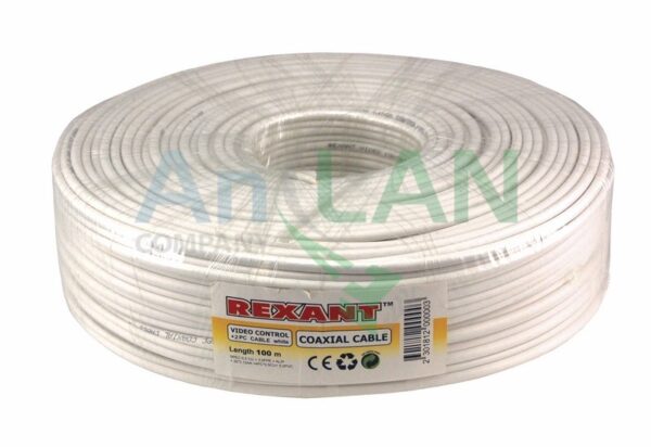 rexant 01-4001 кабель для видеонаблюдения кксв-в + 2х0.5мм., 100м., белый