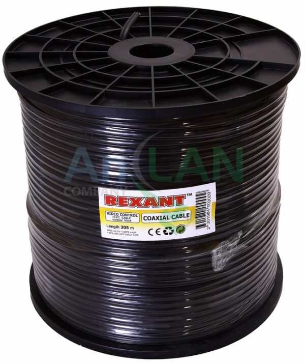 rexant 01-4004 кабель для видеонаблюдения кксв-п + 2х0.5мм., 305м., черный