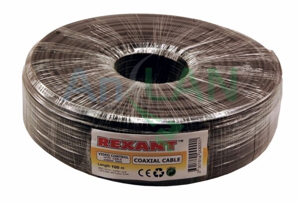 rexant 01-4022 кабель для видеонаблюдения кксв-п + 4х0.5мм., 100м., черный