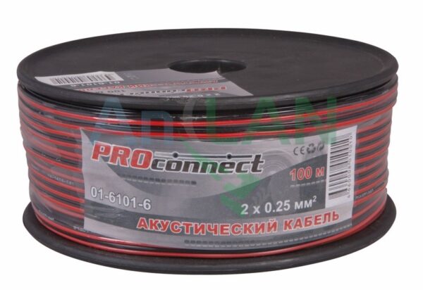 акустический кабель швпм 2х0.25 мм proconnect 01-6101-6 красно-черный 100 м