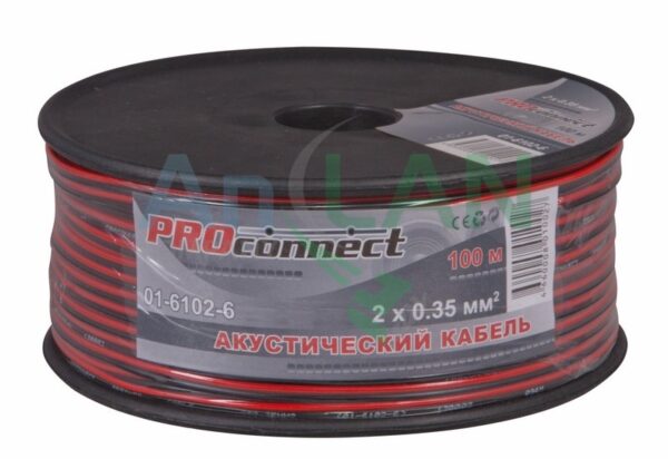 акустический кабель швпм 2х0.35 мм proconnect 01-6102-6 красно-черный 100 м