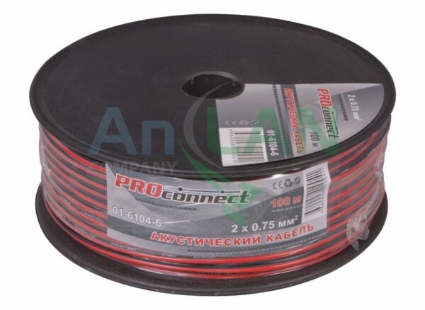 акустический кабель швпм 2х0.75 мм proconnect 01-6104-6 красно-черный 100 м