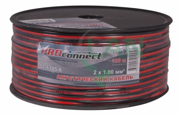 акустический кабель швпм 2х1 мм proconnect 01-6105-6 красно-черный 100 м