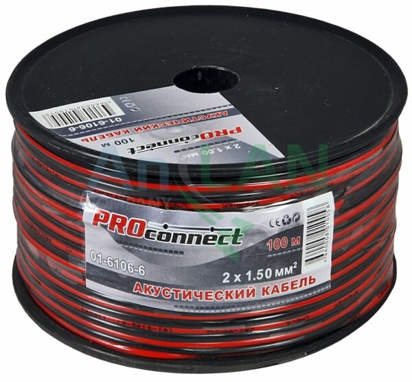 акустический кабель швпм 2х1.5 мм proconnect 01-6106-6 красно-черный 100 м