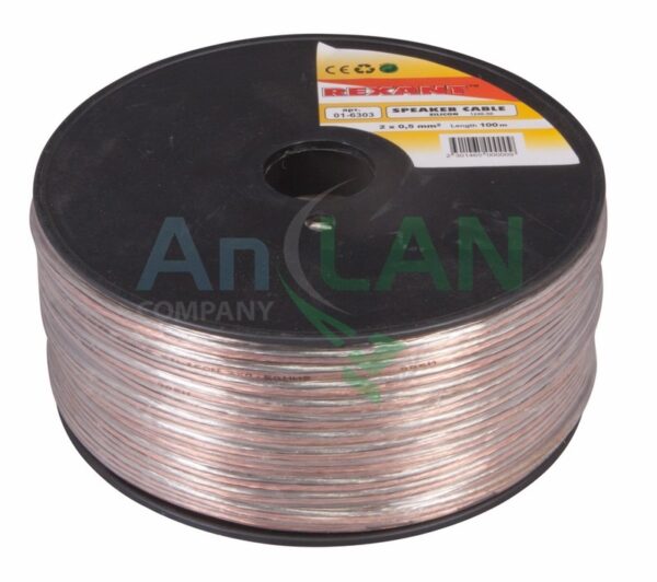 акустический кабель silicon 2х0.5 мм rexant 01-6303 прозрачный 100 м