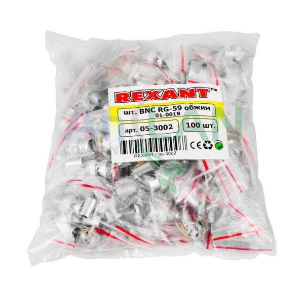 rexant 05-3002 разъём штекер bnc rg-59 обжим (01-001b)