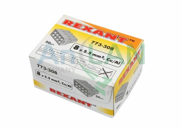 rexant 07-3280 электромонтажные экспресс-клеммы 773-328 (8*2.5кв.мм)